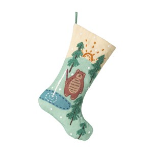 Park Hill Collection Cabin Bear Appliqued Linen Stocking - 1 of 2