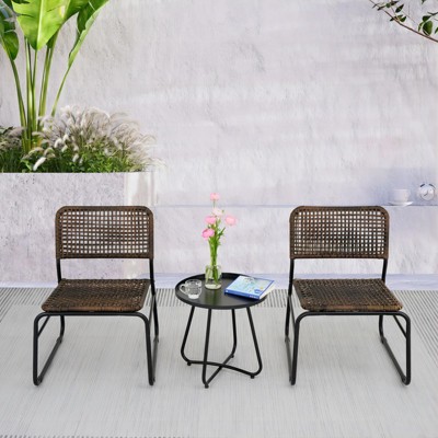 Angel Sar Patio Furniture Set, 3-Piece Wicker Modern Outdoor Patio Furniture Set with Round Table
