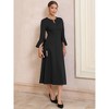 INSPIRE CHIC Women's Split Neck Bell 3/4 Sleeve Business Office Causal A-Line Midi Dresses - 3 of 4