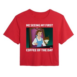 Women's - Disney - First Coffee Of The Day Cropped Graphic T-Shirt - 1 of 3