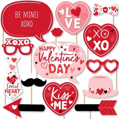 Valentines Day Photo Booth Props 3 FOAM Hearts on a Stick Valentines Day  Props 