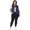 Women's Plus Size Collared Neck Sleeveless Button Down Cropped Jean Denim Vests with Pockets - Agnes Orinda - 3 of 4