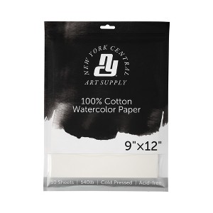 New York Central Watercolor Paper Sheets Pack of 10 - Professional Grade, Acid-Free, Archival, Superior Surface Stability for Artists, Students - For - 1 of 4