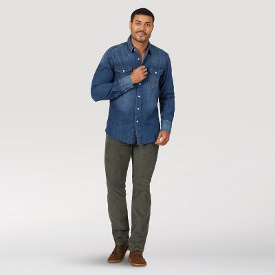 wrangler short sleeve denim shirt