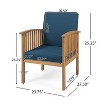Christopher Knight Home Carolina Outdoor Acacia Wood 5 Piece Club Chair Chat Set with Cushions - 4 of 4