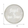 HomeRoots 14" Gray And White Blessed and Never Stressed Round Serving Tray With Handles - 3 of 4
