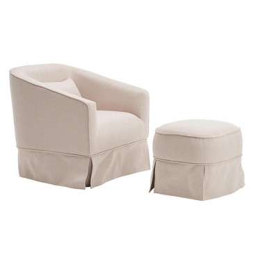 NicBex Linen Swivel Barrel Accent Chair,Upholstered Swivel Living Room Chairs with High Backrest and Ottoman,Accent Chairs for Living Room