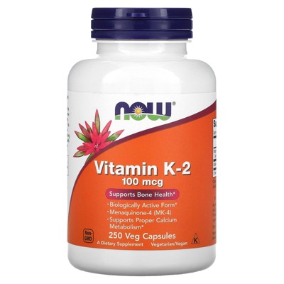 Now Foods Vitamin K-2, 100 mcg, 250 Veg Capsules, Dietary Supplements