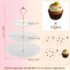 Unique Bargains 3 Tier Dessert Cupcake Stand Round Cup Cake Holder Tower White Gold Tone - 2 of 4
