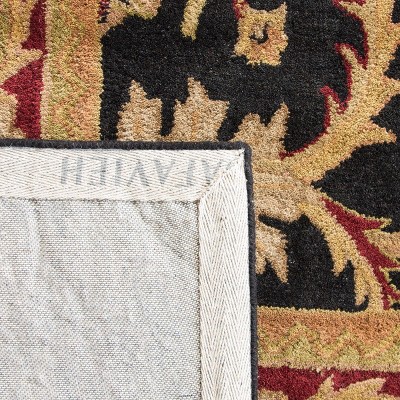 Elegant Noir Hand-Tufted Wool Area Rug, Black/Burgundy, 6' x 9'