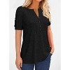 Imily Bela Women's Summer Pleated Button Short-Sleeve T-Shirt, Solid Color V-Neck Casual Top - 3 of 4