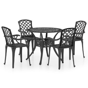 vidaXL Bistro Set Cast Aluminum Balcony Furniture - Black 4 Piece - 1 of 4