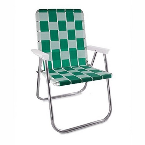 Lawn Chair USA Folding Aluminum Classic Webbed Chair Green and White