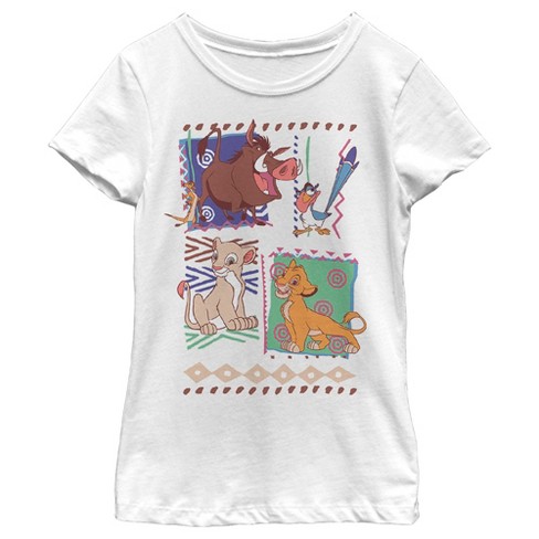 Girl's Lion King Retro 90's Savannah Friends T-Shirt - White - Medium