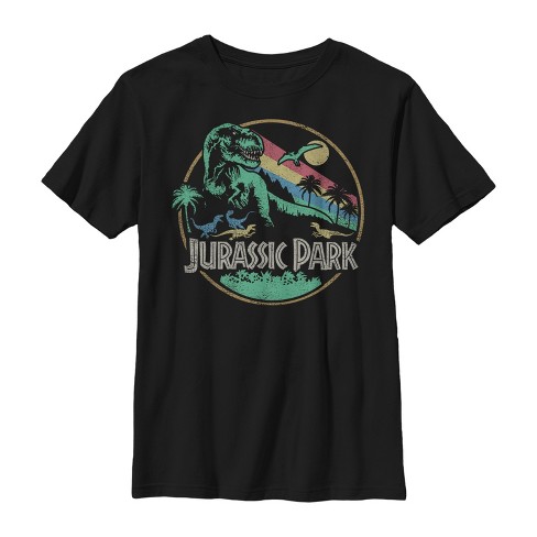 Boy's Jurassic Park Rainbow Emblem T-shirt - Black - Medium : Target