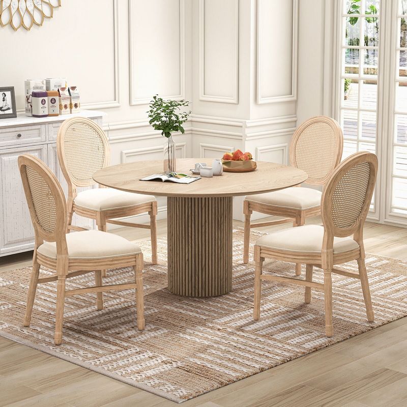 Tangkula Dining Chairs Set of 4 French Style Kitchen Chair w/ Hand-Woven Rattan Backrest, 2 of 10