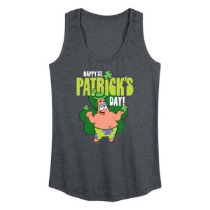 Women's SpongeBob Squarepants Happy St Patricks Day Graphic Racerback Tank - Heather Charcoal - 2 X-Large - 1 of 4