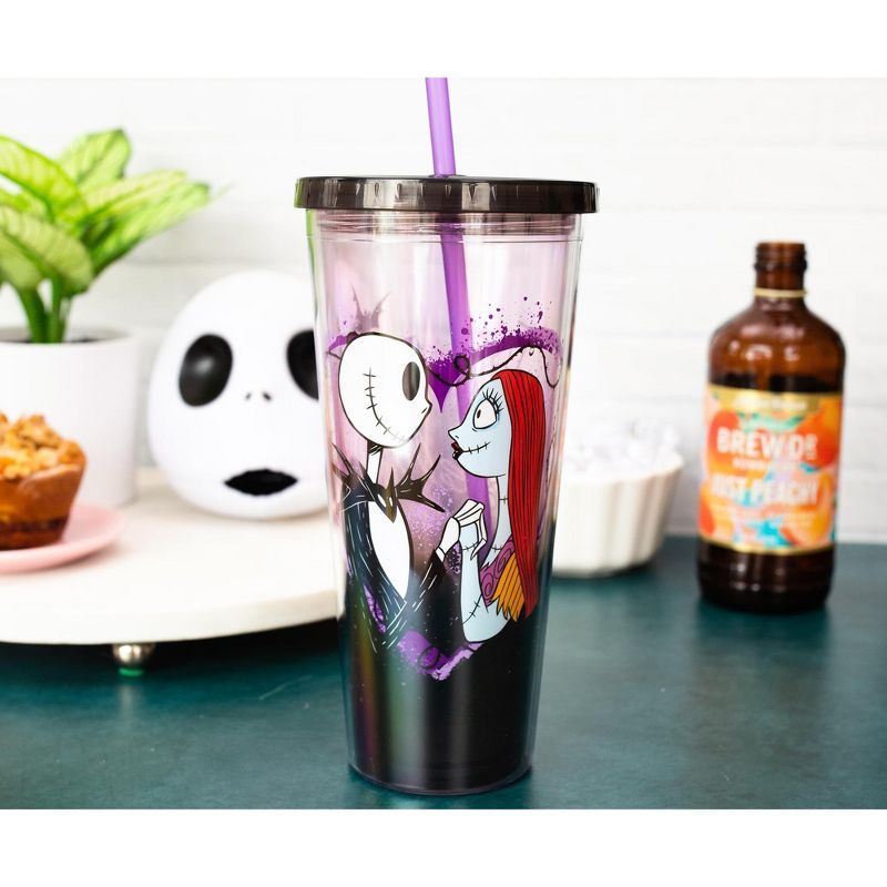 Silver Buffalo Disney The Nightmare Before Christmas Acrylic Carnival Cup with Lid and Straw, 3 of 9