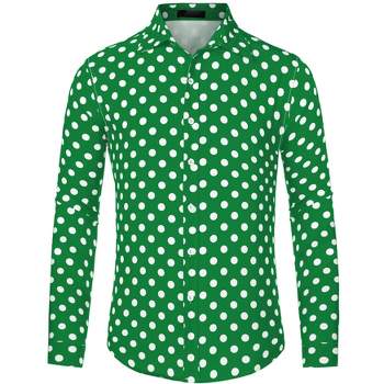 Lars Amadeus Men's Button Down Long Sleeves Casual Polka Dots Print Shirts