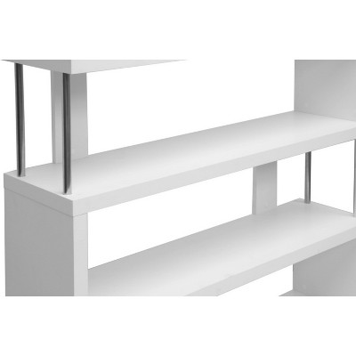 Modern 48" White Engineered Wood Bookcase with Chrome Accents