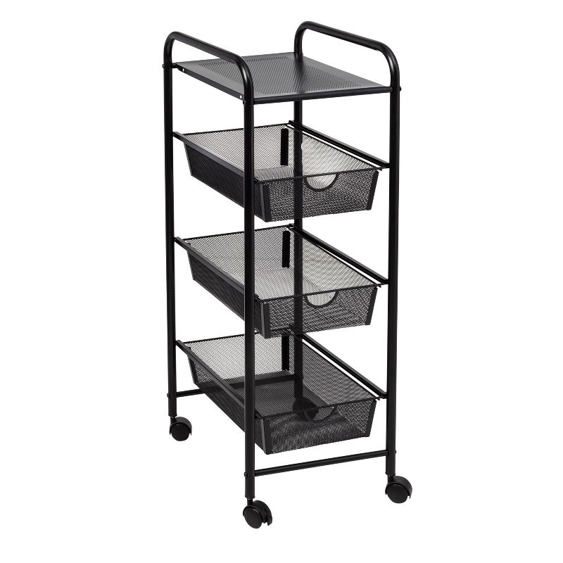 Honey-Can-Do 3 Drawer Rolling Cart Black, 1 of 9