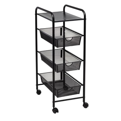 Honey-Can-Do CRT-02184 3-Drawer Rolling Fabric Cart Black 