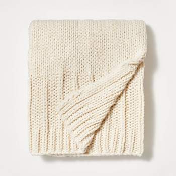 Chunky Knit Throw Blanket Cream - Threshold™ designed with Studio McGee