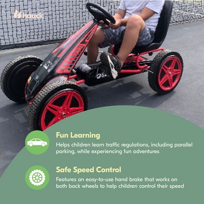 Hurricane Red and Black Pedal Go-Kart with Rubber Tires