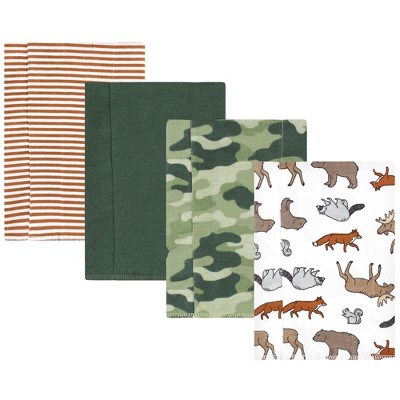 Image of Hudson Baby Infant Boy Cotton Flannel Burp Cloths, Animal Adventure 4 Pack, One Size
