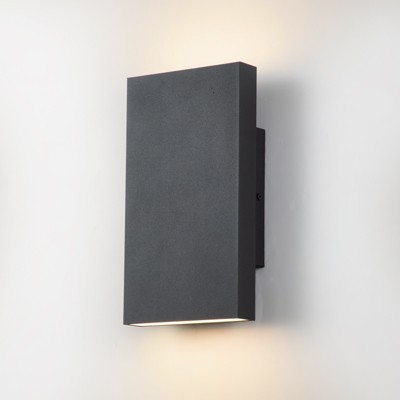 LLHZSY 2-Light Matte Black Dimmable Outdoor LED Wall Light Fixture Sconce - 10 1/16"-3000K/4500K/6000K