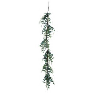 Transpac Synthetic Fabric 60 in. Green Christmas Eucalyptus Leaves Garland - 1 of 2