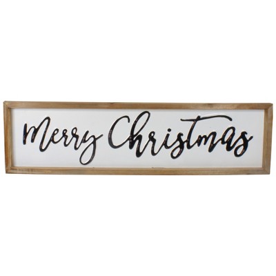 Raz Imports 26" Black and White Merry Christmas Wooden Framed Wall Sign