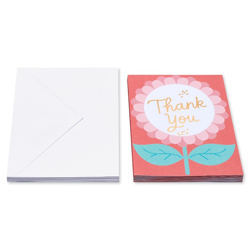 10ct Thank You Cards Flower Lettering Gold, 5 of 8