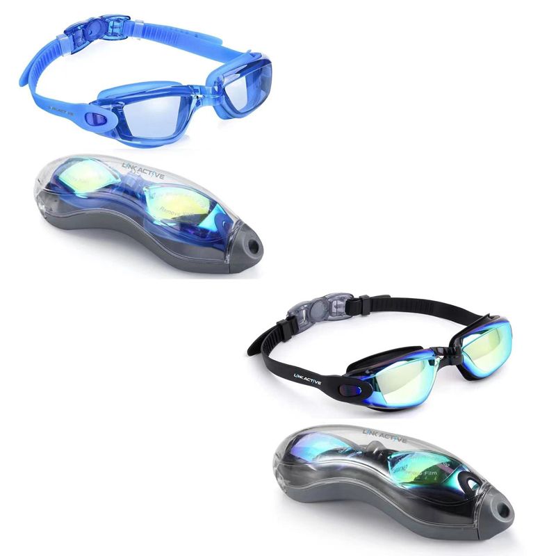 Link Active Kids Swim Goggle With Fast Clasp Technology UV Protection Leak & Fog Proof Wide View Boys & Girls Ages 3-9  2 Pack, 1 of 9