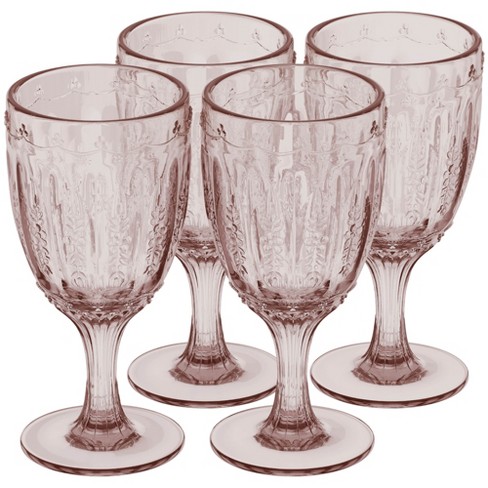 American Atelier Vintage Bubbles 11 Ounce Capacity Wine Glasses Set of 4  Wine Goblets, Vintage Style Glassware, Dishwasher Safe, Blue