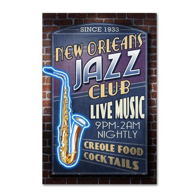 New Orleans Jazz Club Neon Sign Canvas Art in 12 x 19