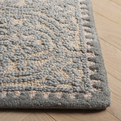 Dusty Blue Hand-Tufted Wool Geometric Area Rug 3' x 5'