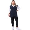 Women's Plus Size Ribbed Knit Split Hem V Neck Sleeveless Casual Loose Sweater Vest - Agnes Orinda - 3 of 4