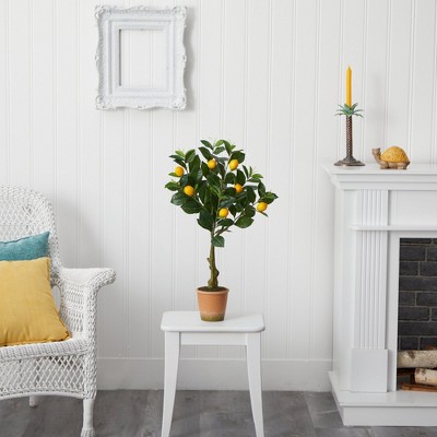 28-Inch Faux Lemon Tree in Terracotta Planter