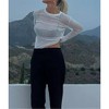 Women See Through Tops Long Sleeve Crew Neck Summer Sheer Blouse Sexy Shirt Party Club Night - 4 of 4