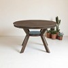 Mid-Century Modern 5-Piece Round Dining Table Set, Rubber Wood Kitchen Table with 4 Upholstered Cross-Back Chairs for Small Spaces or Dining Room - 3 of 4