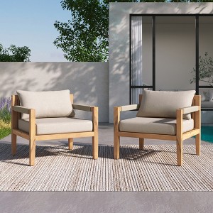 Christopher Knight Home Marja Boho Outdoor Acacia Wood Woven Rope Chair with Cushion - 1 of 4
