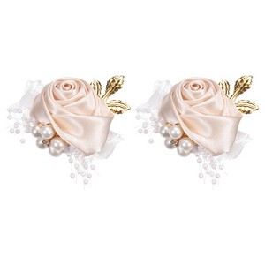 Unique Bargains Decorative Wedding Prom Party Artificial Rose Wrist Corsages 2.76" - 1 of 3