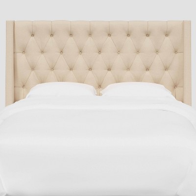 Queen Gilford Wingback Headboard in Velvet Pearl - Threshold™: Elegant Tufted Design, Pine Frame