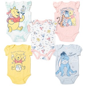 Disney Classics 101 Dalmatians Bambi Dumbo 5 Pack Short Sleeve Bodysuits - 1 of 4