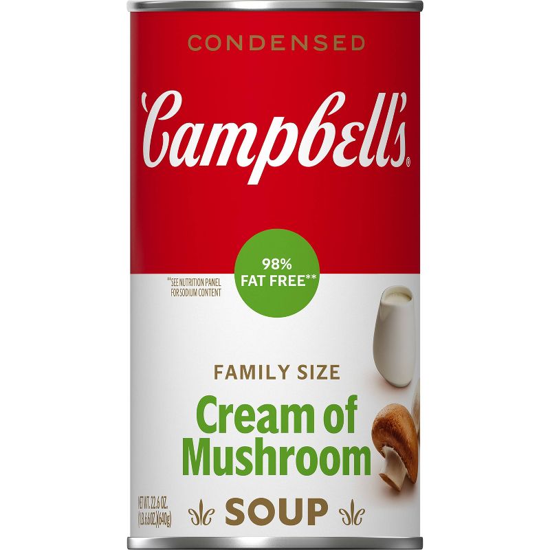 Campbell&#39;s Condensed 98% Fat Free Family Size Cream Of Mushroom Soup - 22.6oz, 1 of 12