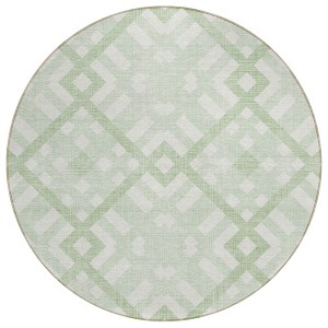 Mint Green And Ivory Geometric Washable Indoor Outdoor Area Rug - 1 of 4