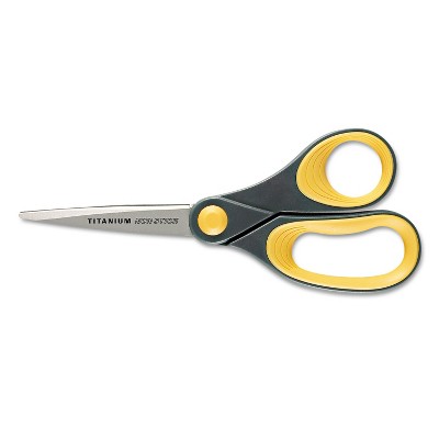 Westcott Titanium Bonded 8 Titanium Multi-Purpose/Heavy Duty Scissor,  Pointed Tip, Gray/Yellow, 3/P