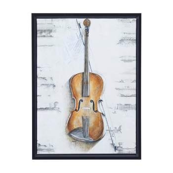 Traditional Polystone Violin Framed Wall Art Dark Brown - Olivia & May