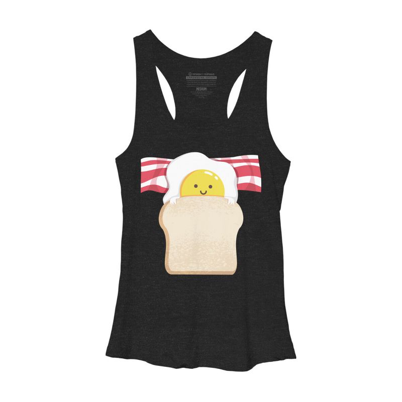 Women's Design By Humans Cute Cartoon Sunny Egg, Toast, Bacon By radiomode Racerback Tank Top, 1 of 3